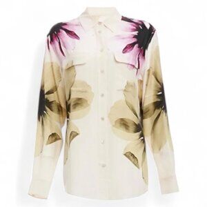 Equipment Femme Long Sleeve Button-Down Shirt Top Blouse 100% Silk Size Medium